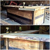 Patrick from Statewide Builders, LLC was hard at work designing & building our amazing bar from all 